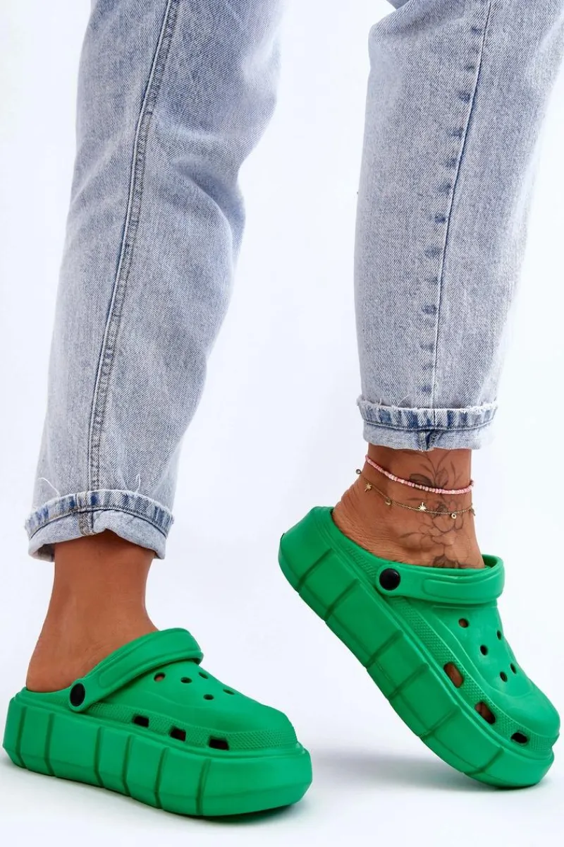 Online Damskie Piankowe Kroksy Na Platformie Zielone Beckett Damskie Klapki Basenowe|Klapki Na Platformie