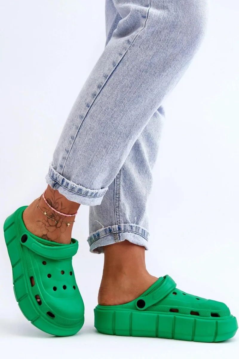 Online Damskie Piankowe Kroksy Na Platformie Zielone Beckett Damskie Klapki Basenowe|Klapki Na Platformie