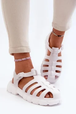 Online Damskie Piankowe Sandały Rzymianki Białe Gasaria Damskie Sandały Płaskie|Klapki Damskie Klasyczne