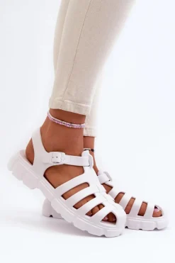 Online Damskie Piankowe Sandały Rzymianki Białe Gasaria Damskie Sandały Płaskie|Klapki Damskie Klasyczne