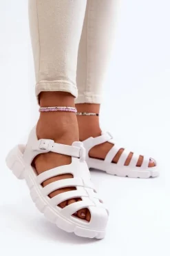 Online Damskie Piankowe Sandały Rzymianki Białe Gasaria Damskie Sandały Płaskie|Klapki Damskie Klasyczne