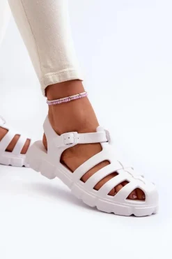 Online Damskie Piankowe Sandały Rzymianki Białe Gasaria Damskie Sandały Płaskie|Klapki Damskie Klasyczne