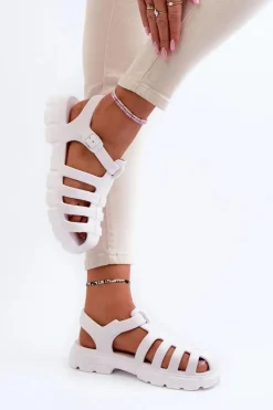 Online Damskie Piankowe Sandały Rzymianki Białe Gasaria Damskie Sandały Płaskie|Klapki Damskie Klasyczne