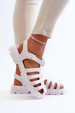 Online Damskie Piankowe Sandały Rzymianki Białe Gasaria Damskie Sandały Płaskie|Klapki Damskie Klasyczne