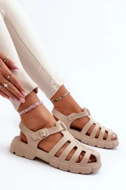 Sandały Płaskie|Klapki Damskie Klasyczne>Boto Damskie Piankowe Sandały Rzymianki Beżowe Gasaria