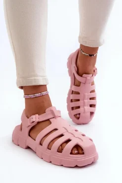 Discount Boto Damskie Piankowe Sandały Rzymianki Różowe Gasaria Różowy