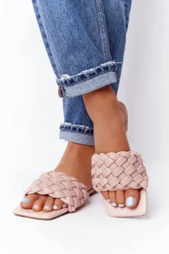 Sale Boto Damskie Plecione Klapki Beżowe Cheryl