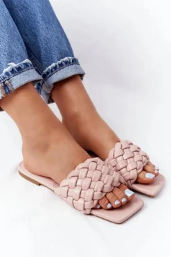 Sale Boto Damskie Plecione Klapki Beżowe Cheryl