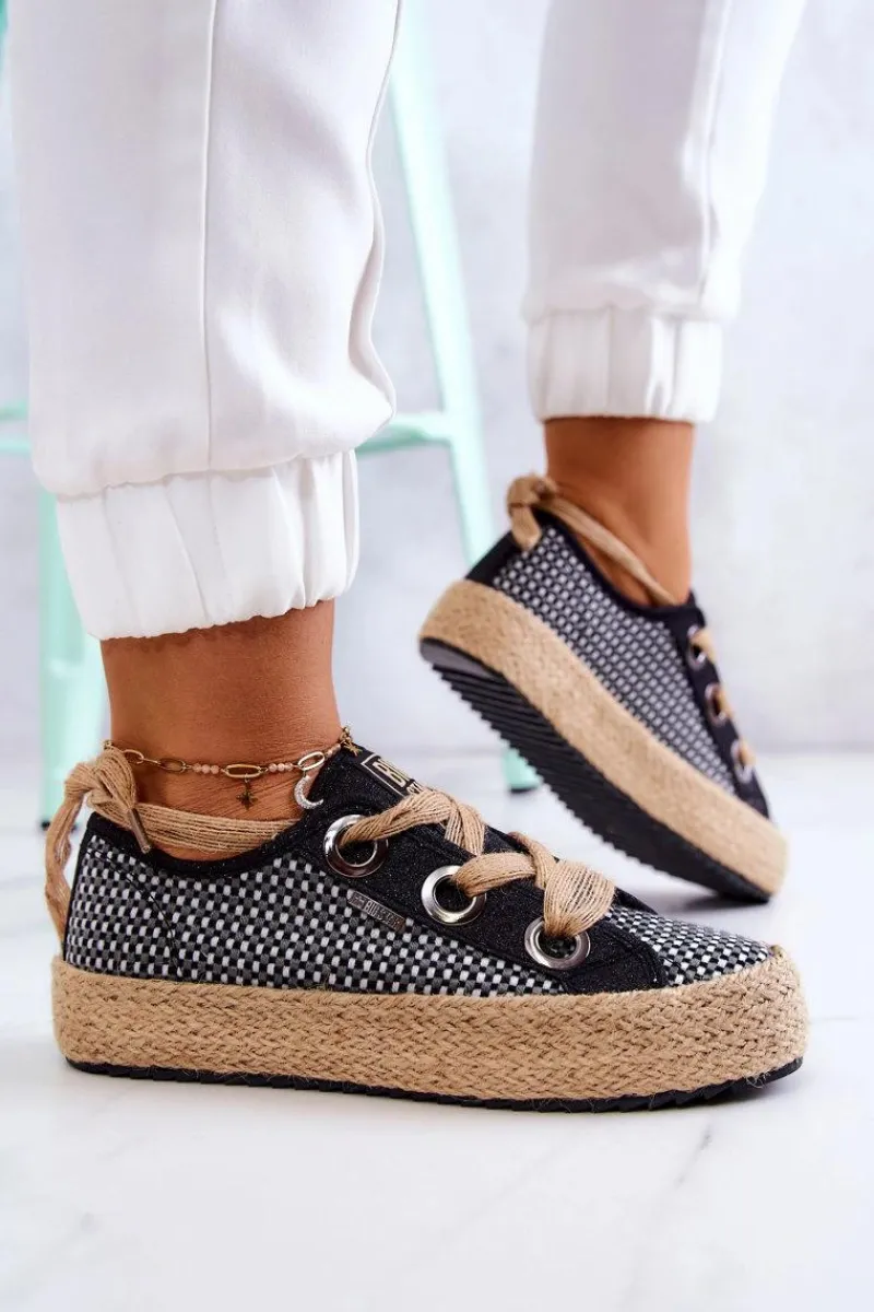 Online Damskie Plecione Tenisówki Big Star JJ274393 Czarne Damskie Trampki Damskie Big Star|Trampki Damskie Niskie