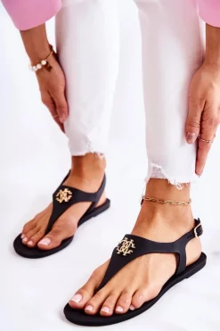 Sale Damskie Sandałki Czarne Sonner Damskie Sandały Gumowe|Sandały Płaskie