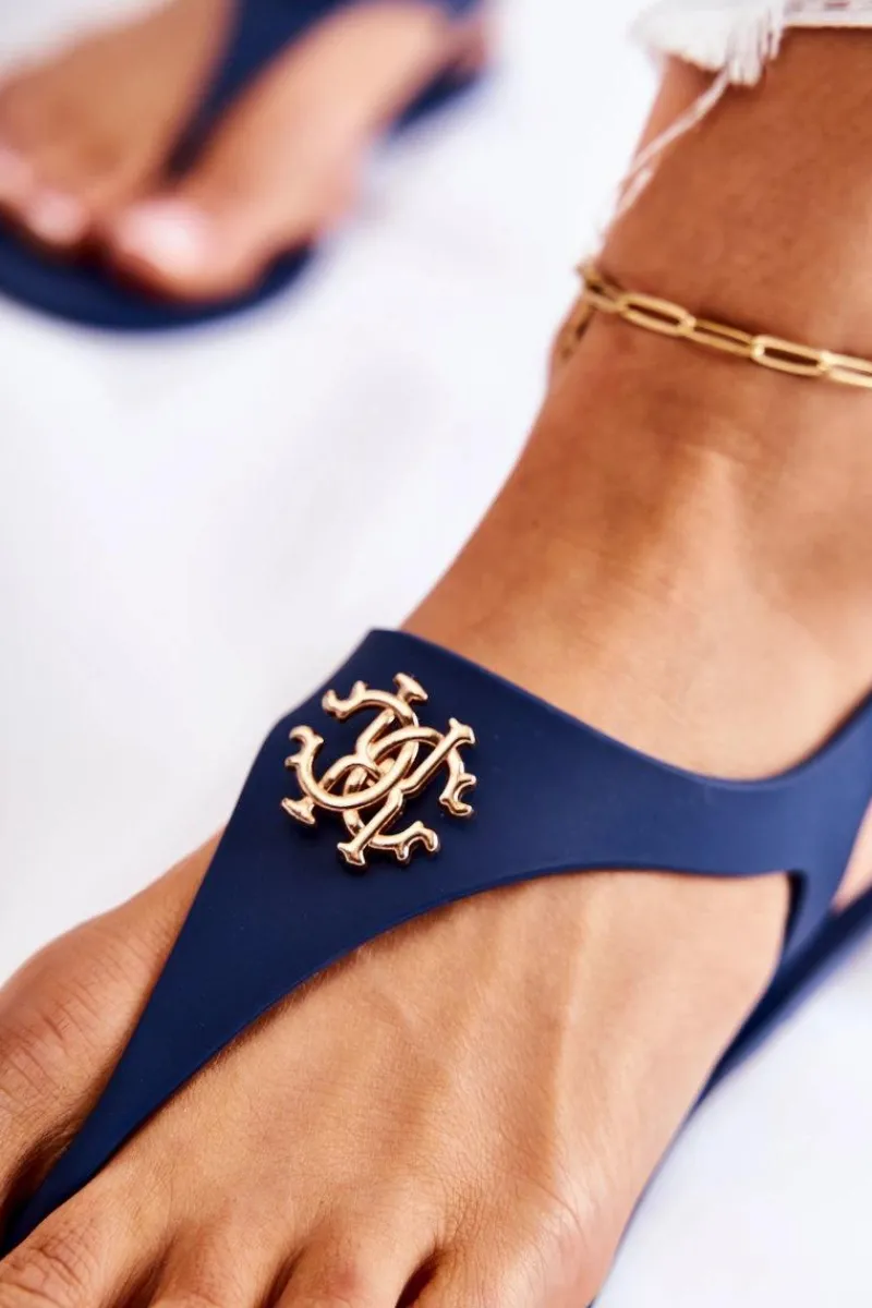 Sandały Gumowe|Sandały Płaskie>Boto Damskie Sandałki Granatowe Sonner