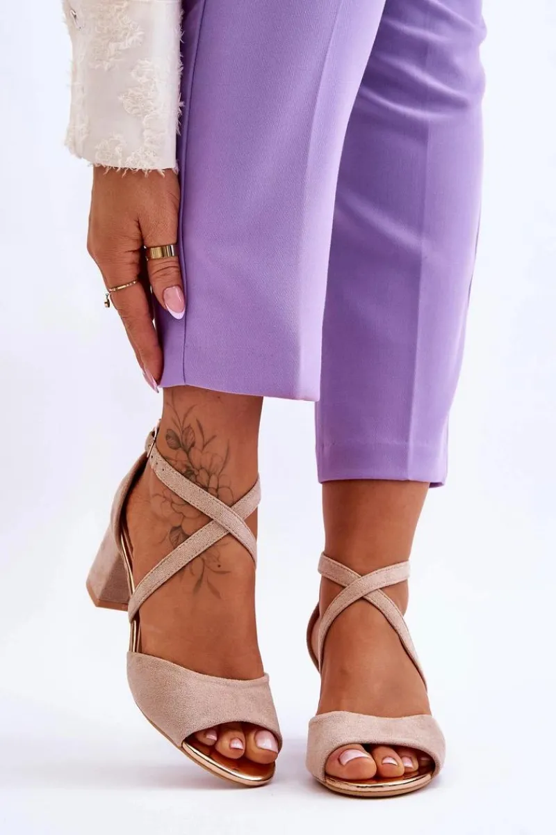 Sandały Na Obcasie>Buty damskie Vinceza Damskie Sandałki Na Niskim Obcasie Beżowe Quinn