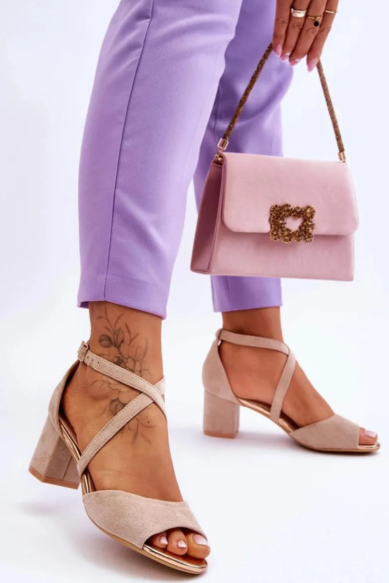 Sandały Na Obcasie>Buty damskie Vinceza Damskie Sandałki Na Niskim Obcasie Beżowe Quinn