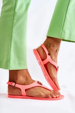 New Boto Damskie Sandałki Neonowe Pomarańczowe Sonner