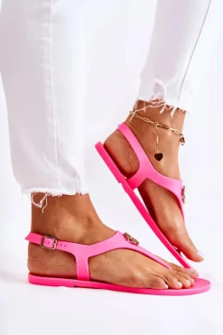 Clearance Damskie Sandałki Neonowe Różowe Sonner Damskie Sandały Gumowe|Sandały Płaskie