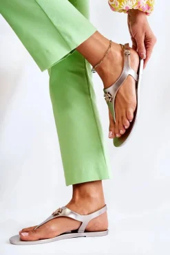 Hot Damskie Sandałki Złote Sonner Damskie Sandały Gumowe