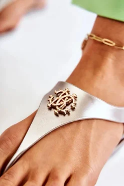 Hot Damskie Sandałki Złote Sonner Damskie Sandały Gumowe