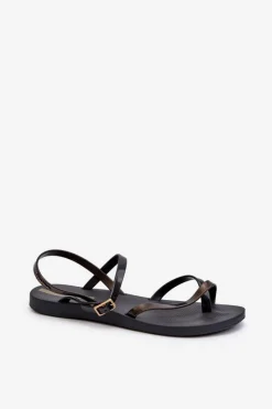 Clearance Damskie Sandały 82842 Fashion Sandal VIII Fem Czarne Damskie Sandały Gumowe|Sandały Płaskie