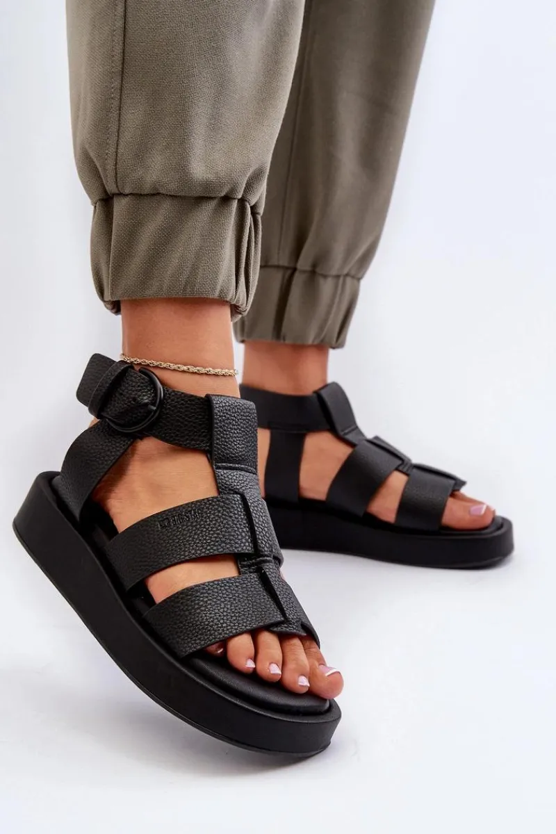 Sandały Big Star|Sandały Płaskie>Big Star Shoes Damskie Sandały Big Star NN274071 Czarne