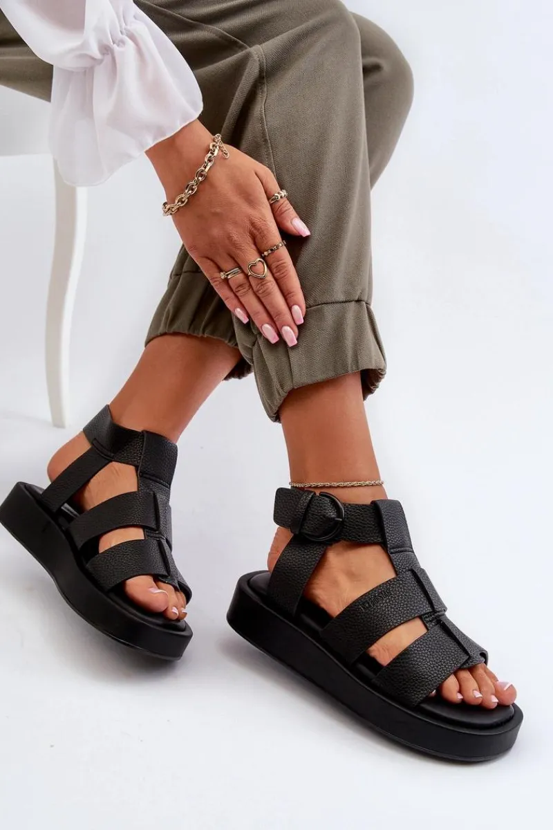 Sandały Big Star|Sandały Płaskie>Big Star Shoes Damskie Sandały Big Star NN274071 Czarne