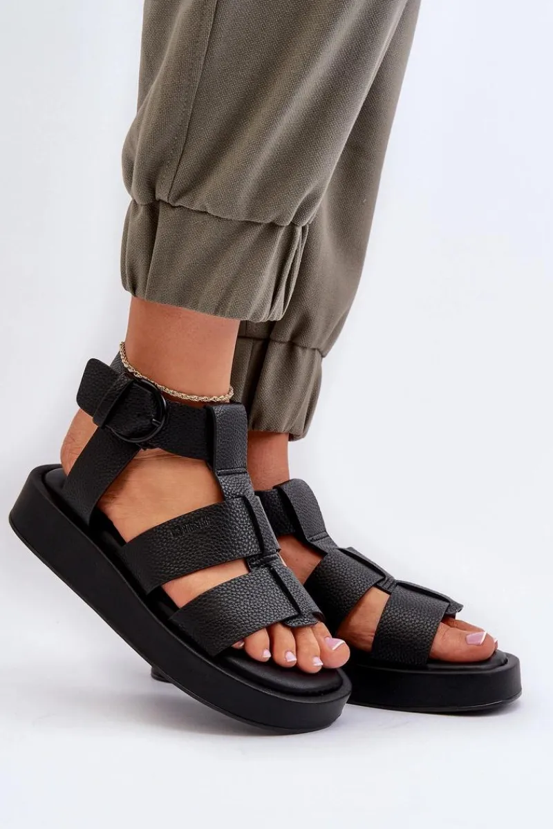 Sandały Big Star|Sandały Płaskie>Big Star Shoes Damskie Sandały Big Star NN274071 Czarne