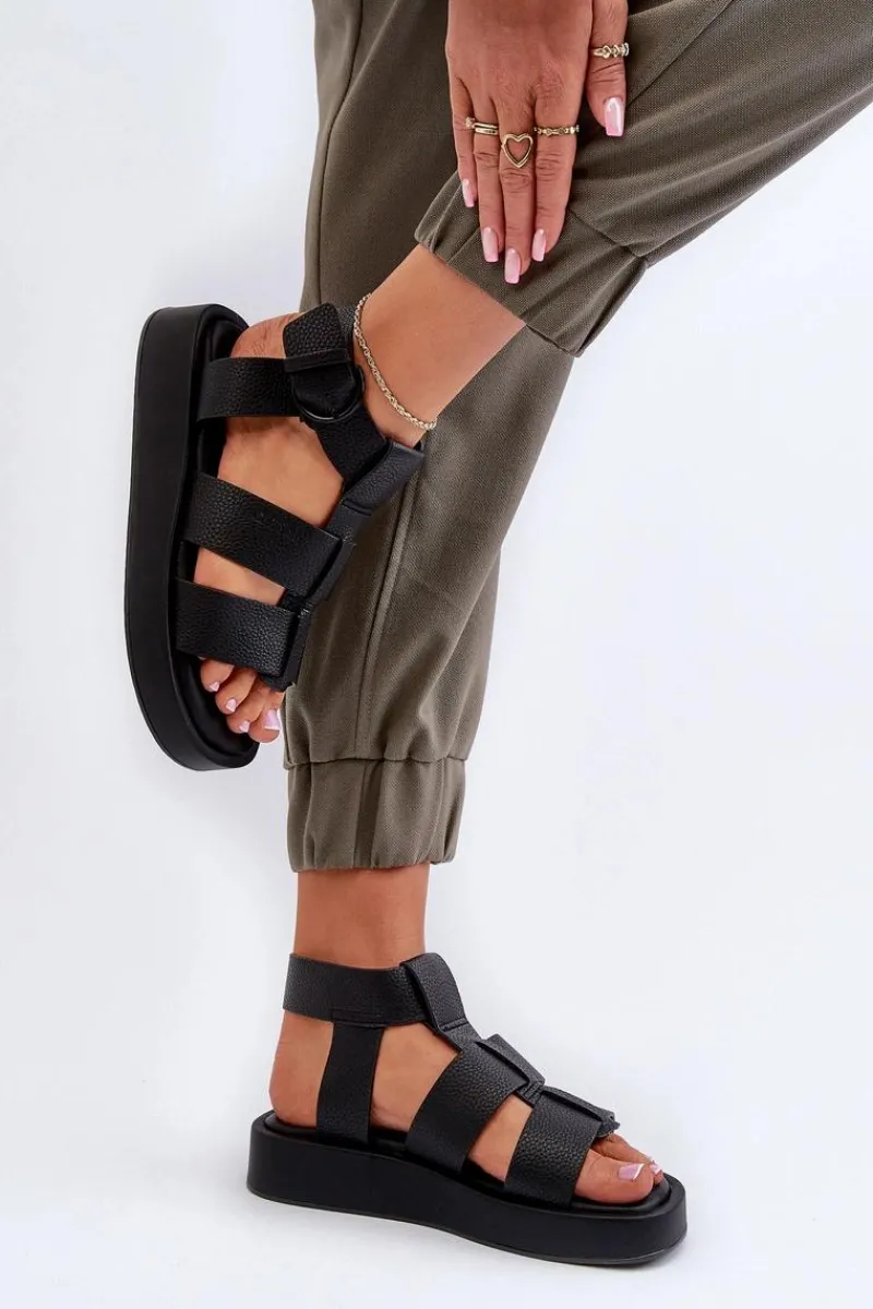 Sandały Big Star|Sandały Płaskie>Big Star Shoes Damskie Sandały Big Star NN274071 Czarne