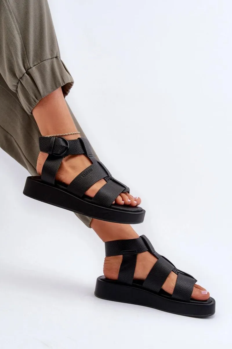 Sandały Big Star|Sandały Płaskie>Big Star Shoes Damskie Sandały Big Star NN274071 Czarne