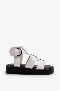 New Damskie Sandały Big Star NN274072 Białe Damskie Sandały Big Star|Sandały Płaskie