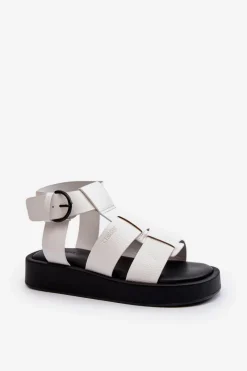 New Damskie Sandały Big Star NN274072 Białe Damskie Sandały Big Star|Sandały Płaskie