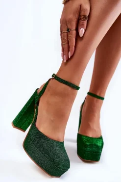 Sandały Na Słupku|Sandały Na Obcasie><noscript><img width=