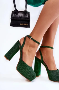 Sandały Na Słupku|Sandały Na Obcasie><noscript><img width=