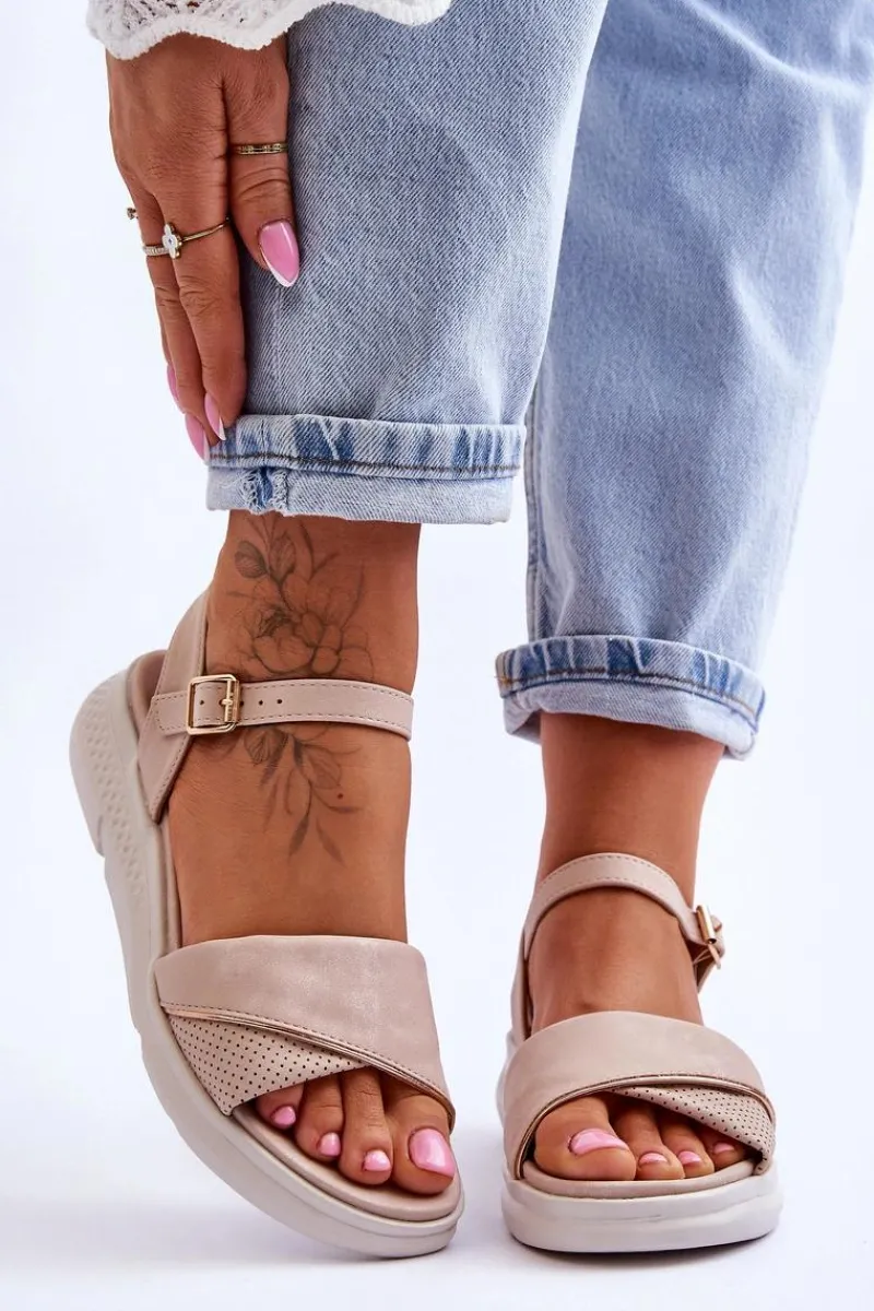 Sandały Na Obcasie|Sandały Na Koturnie>Evento Damskie Sandały Comfort Shoe Na Koturnie Nude Ingrid