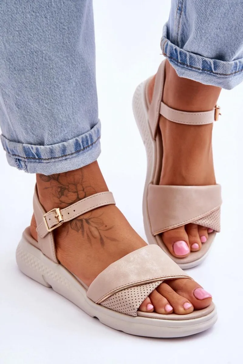 Sandały Na Obcasie|Sandały Na Koturnie>Evento Damskie Sandały Comfort Shoe Na Koturnie Nude Ingrid