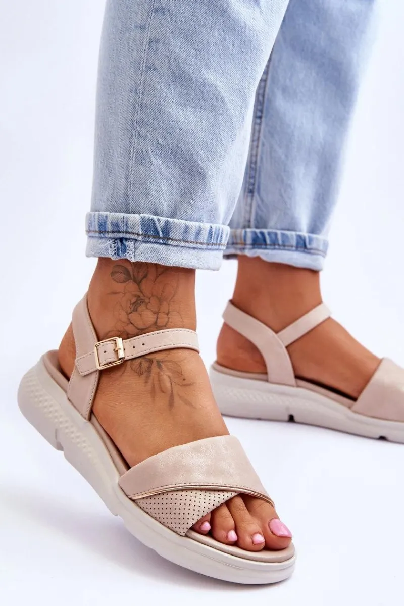 Sandały Na Obcasie|Sandały Na Koturnie>Evento Damskie Sandały Comfort Shoe Na Koturnie Nude Ingrid