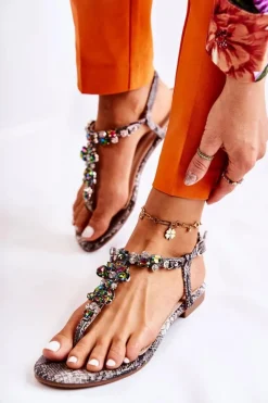 Sandały Płaskie><noscript><img width=