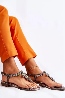 Sandały Płaskie><noscript><img width=