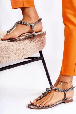 Sandały Płaskie><noscript><img width=