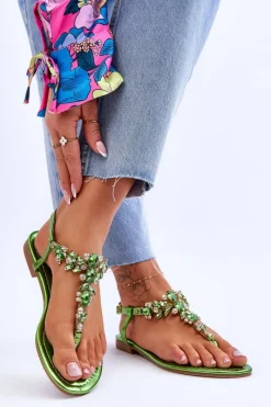 Sandały Płaskie><noscript><img width=