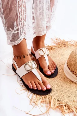 Sandały Płaskie><noscript><img width=