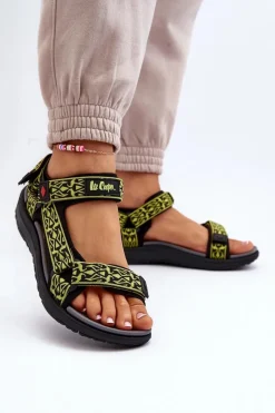 Clearance Lee Cooper Damskie Sandały LCW-24-34-2609 Limonkowe