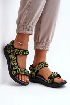 Clearance Lee Cooper Damskie Sandały LCW-24-34-2609 Limonkowe