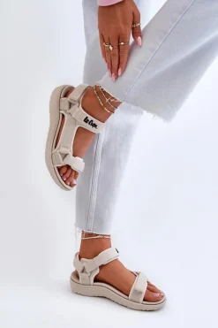 Sandały Płaskie></noscript>Lee Cooper Damskie Sandały LCW-24-34-2614 Beżowe