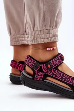 Best Damskie Sandały LCW-24-34-2608 Fuksja Damskie Sandały Płaskie