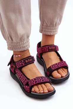 Best Damskie Sandały LCW-24-34-2608 Fuksja Damskie Sandały Płaskie