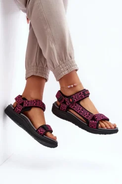 Best Damskie Sandały LCW-24-34-2608 Fuksja Damskie Sandały Płaskie