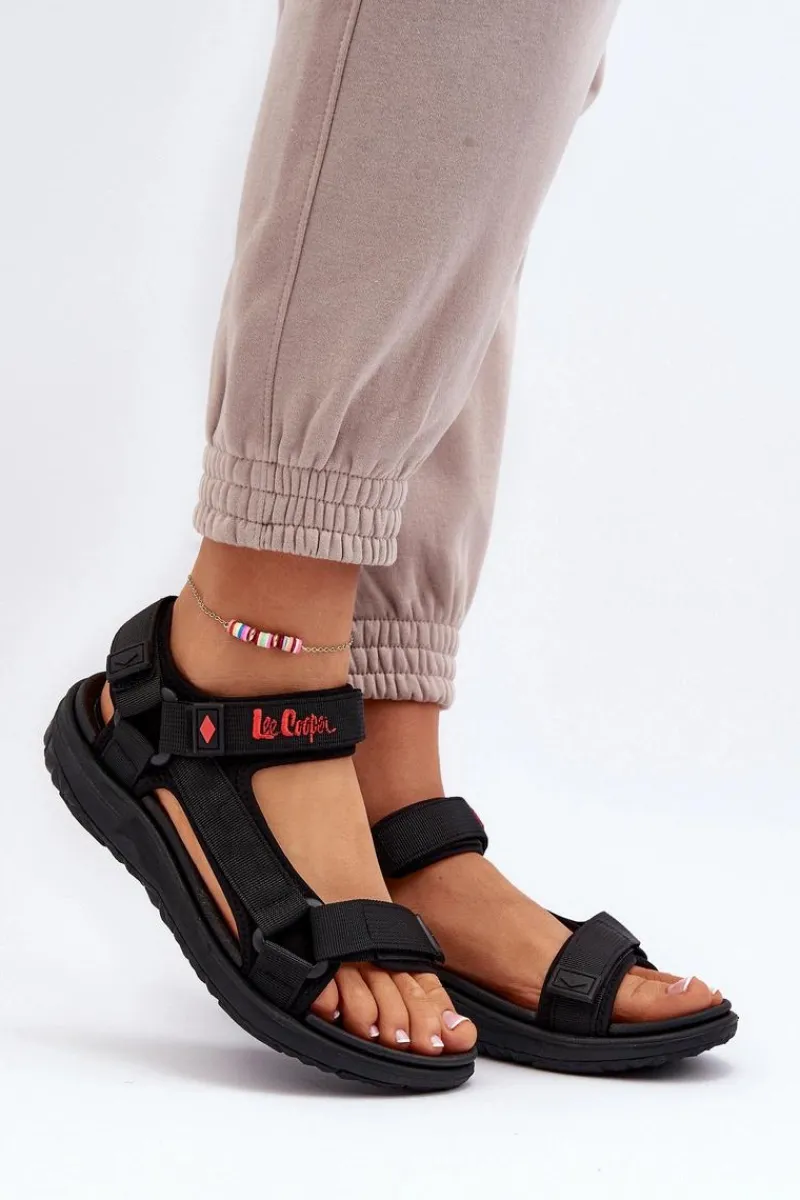 Sandały Płaskie>Lee Cooper Damskie Sandały LCW-24-34-2615 Czarne Czarny