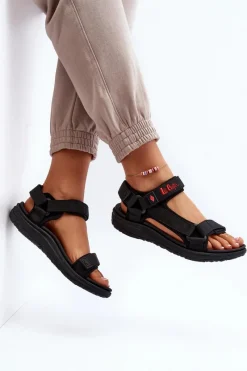 Sandały Płaskie>Lee Cooper Damskie Sandały LCW-24-34-2615 Czarne Czarny