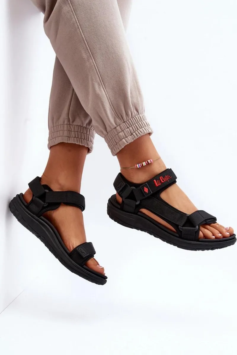 Sandały Płaskie>Lee Cooper Damskie Sandały LCW-24-34-2615 Czarne Czarny