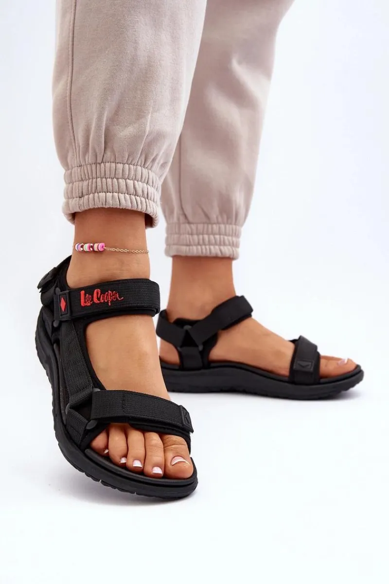 Sandały Płaskie>Lee Cooper Damskie Sandały LCW-24-34-2615 Czarne Czarny