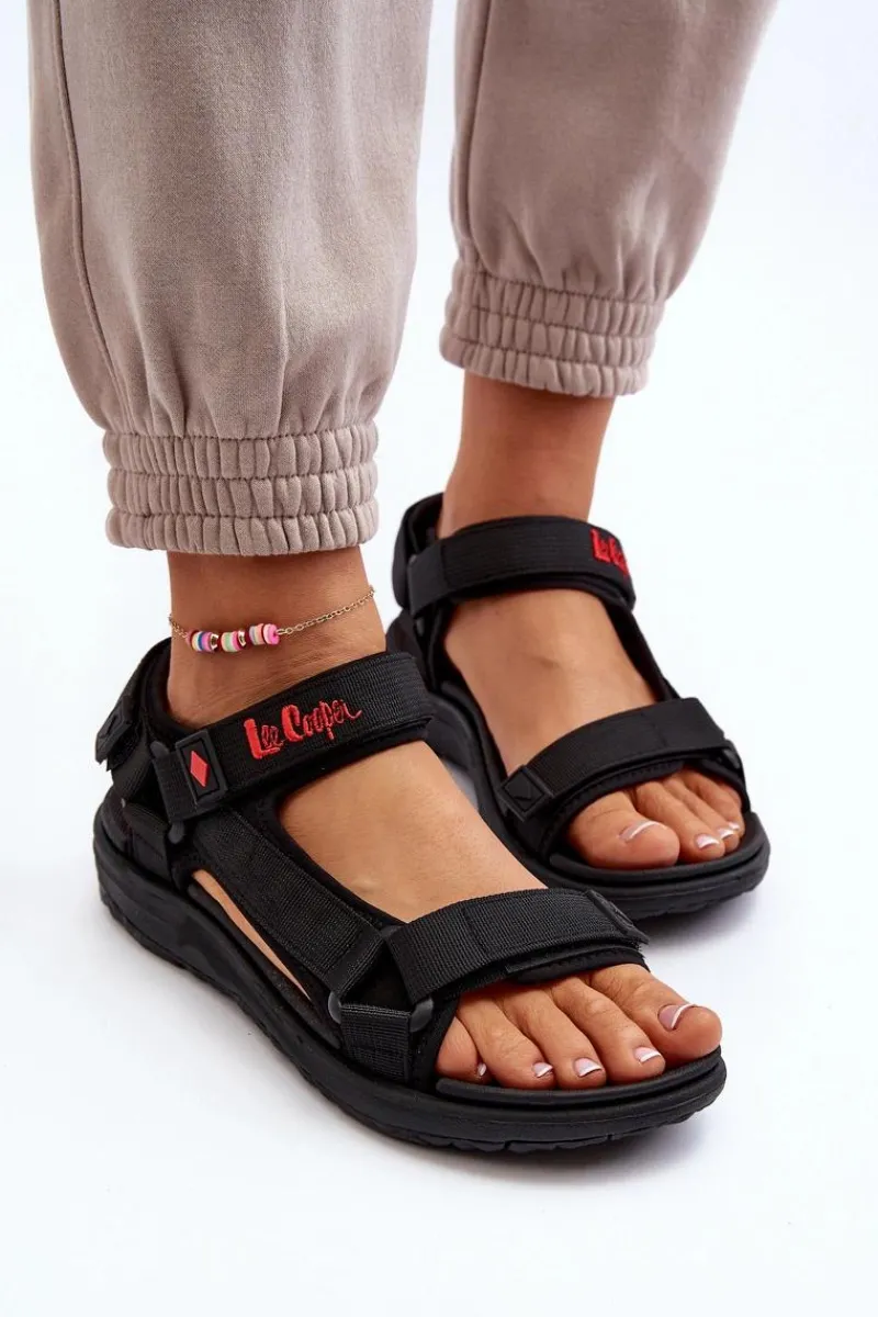 Sandały Płaskie>Lee Cooper Damskie Sandały LCW-24-34-2615 Czarne Czarny